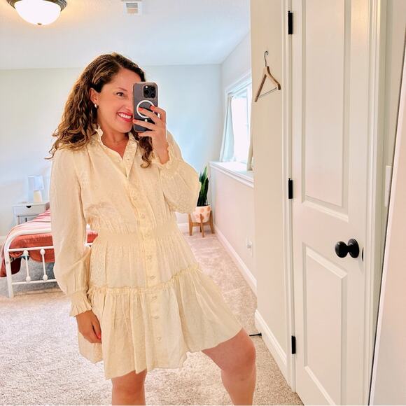 NWT Hunter Bell White Silk Joplin Mini Dress Powder Leopard Small - Picture 1 of 12